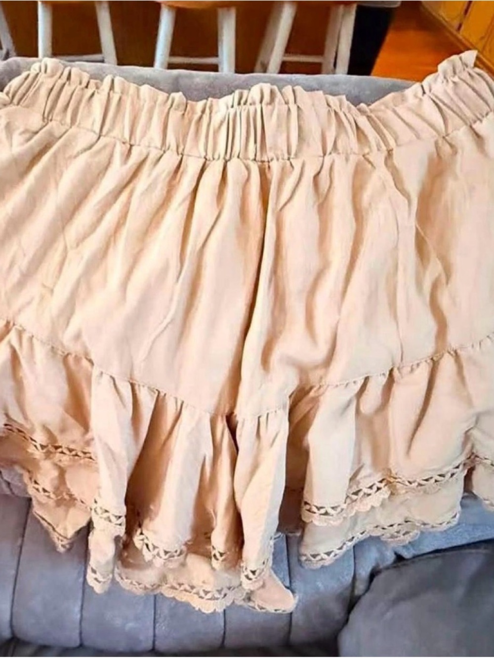 Women’s Cream Tiered Ruffle Skort - Effortless Boho Style